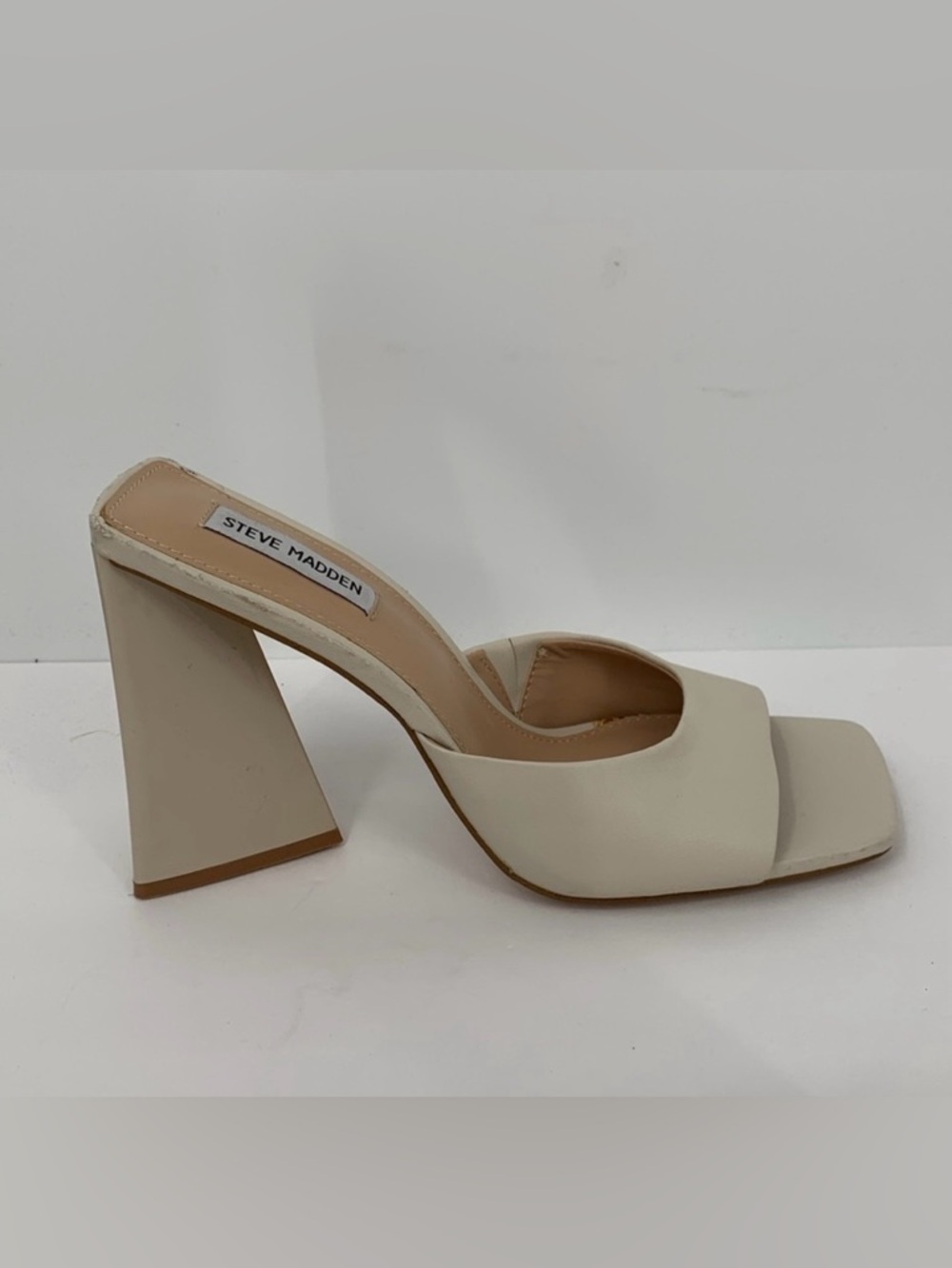 Steve Madden Cream Square-Toe Block Heel Mule